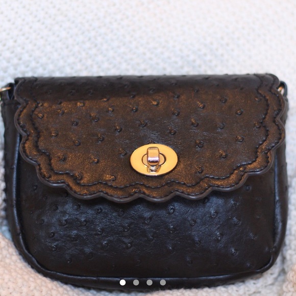 ASOS Handbags - ASOS Ostrich Crossbody Bag With Scallop Flap